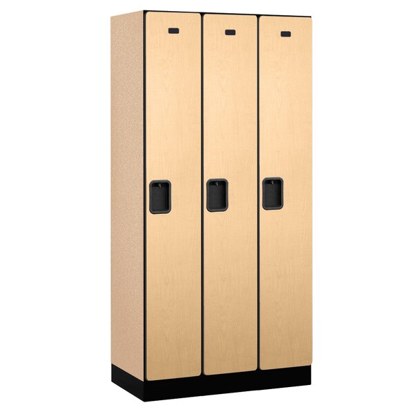 Wardrobe Locker, 36" W, 18" D, 76" H, (3) Wide, (3) Openings, Maple